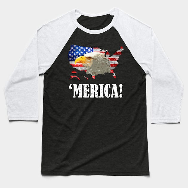 Patriotic eagle merica usa flag 4th of July outfit Baseball T-Shirt by jodotodesign